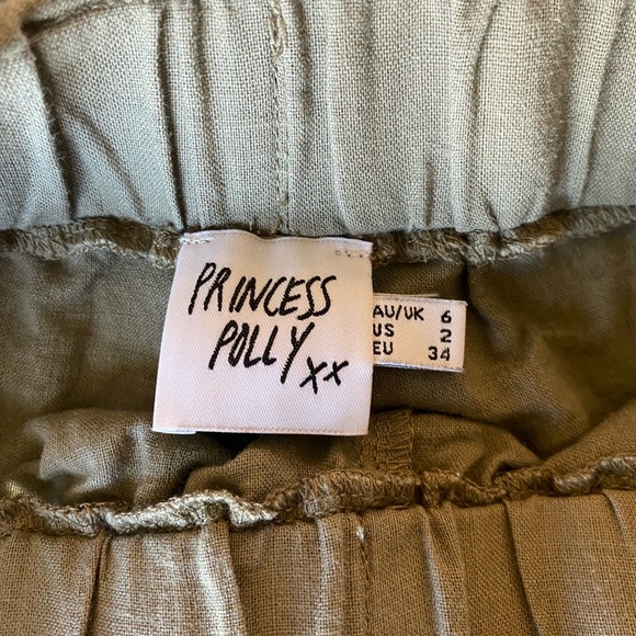 Princess Polly Sage Linen Short - Size 2 - Picture 5 of 7